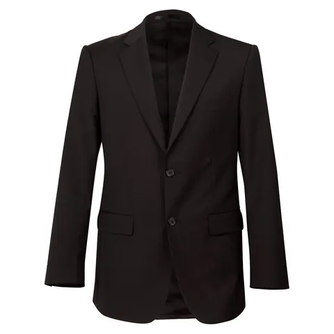 Benchmark Men's Wool Blend Stretch Two Buttons Jacket in Black