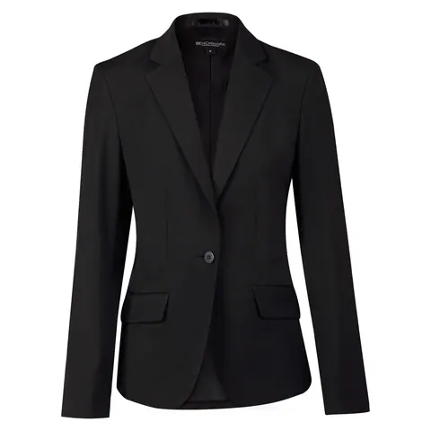 Benchmark Ladies’ Wool Blend Stretch One Button Cropped Jacket in Black