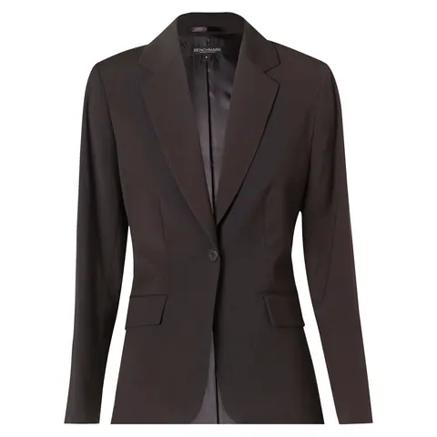 Benchmark Women's Poly/Viscose Stretch Stripe One Button Cropped Jacket
