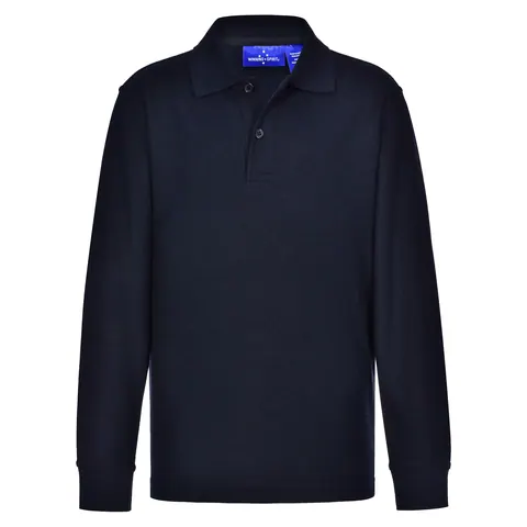 Winning Spirit Kids Traditional Poly/Cotton Pique Knit Long Sleeve Polo