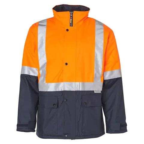 Australian Industrial Wear Hi Vis Two Tone Rain Proof Jacket with Quilt Lining