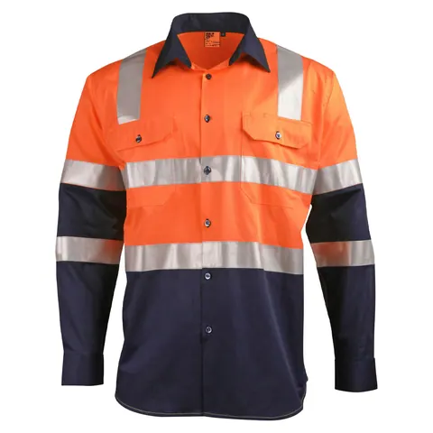 Australian Industrial Wear biomotion day/night light weight safety shirt with x back tape configuration