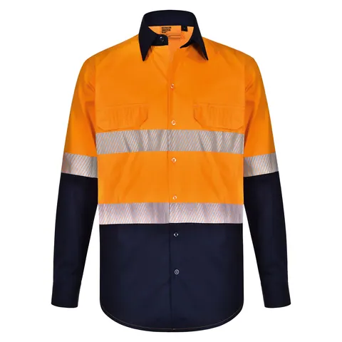Australian Industrial Wear Unisex Hi Vis Cool-breeze Safety LS Shirt (segmented Tape)