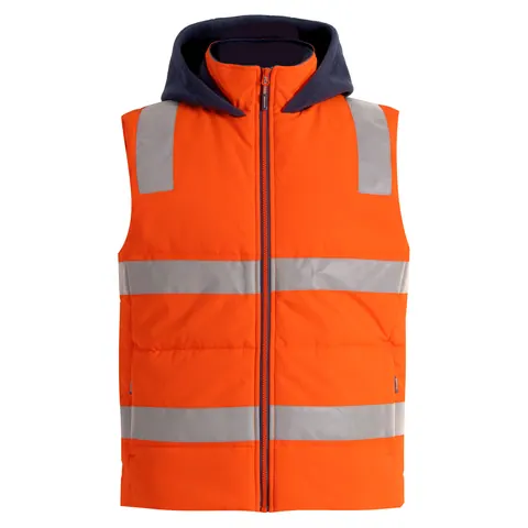 Australian Industrial Wear Unisex Hi Vis Hooded Puffer Vest