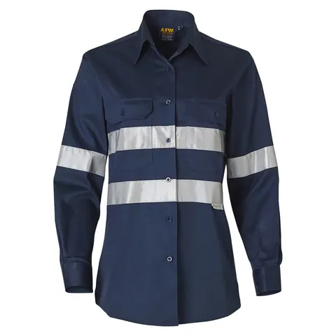Australian Industrial Wear Women's Cotton Drill Work Shirt with 3M Tapes