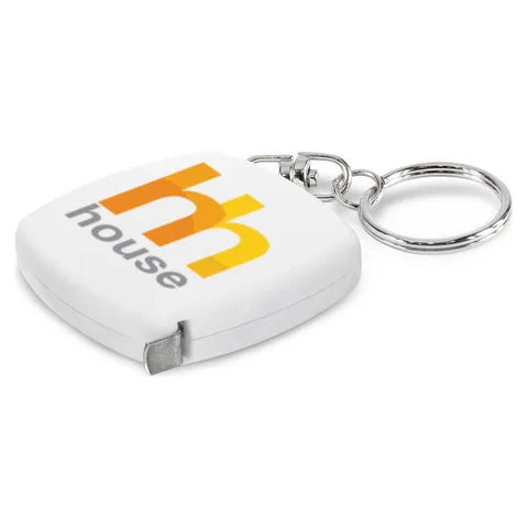 Tape Measure Key Ring in white