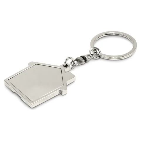 House Metal Key Ring in silver