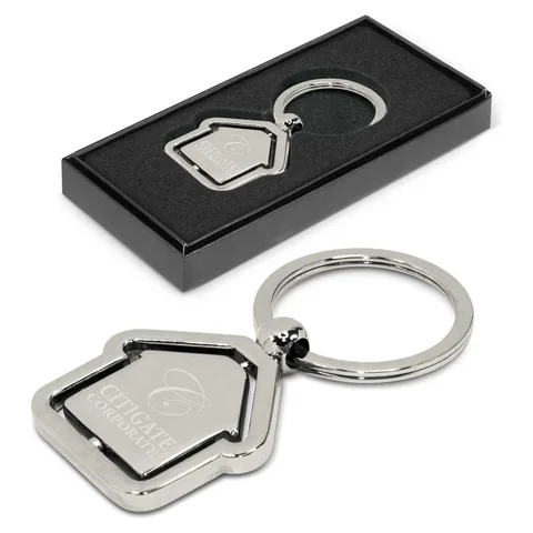 Spinning House Metal Key Ring