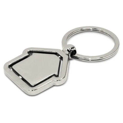 Spinning House Metal Key Ring in silver