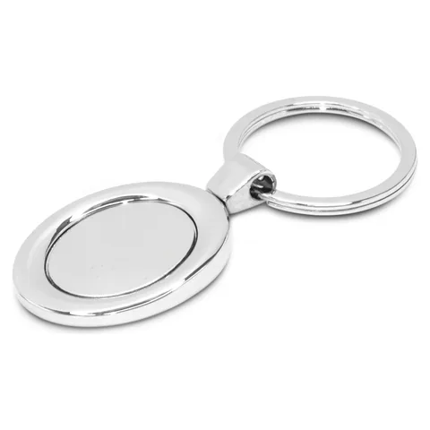 Oval Metal Key Ring in silver