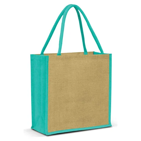 Monza Jute Tote Bag teal