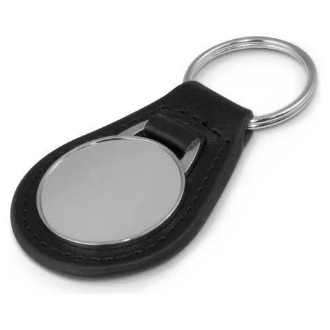 Baron Leather Key Ring - Round in black