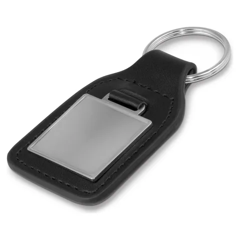 Baron Leather Key Ring - Square in black