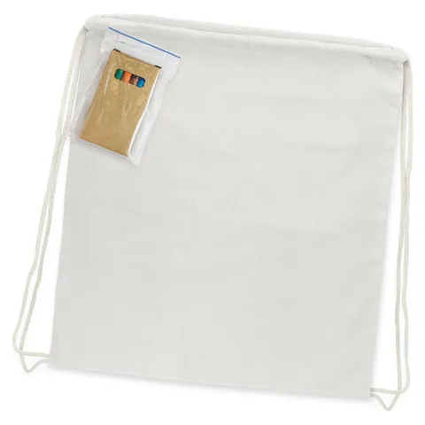 Cotton Colouring Drawstring Backpack in white