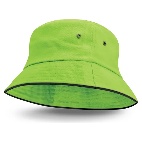 Bondi Bucket Hat - Black Sandwich Trim green