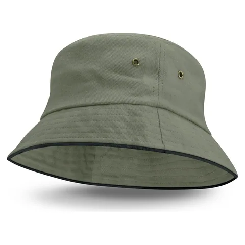 Bondi Bucket Hat - Black Sandwich Trim in grey