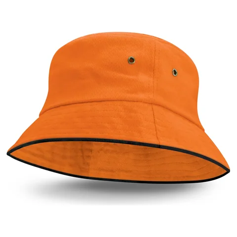 Bondi Bucket Hat - Black Sandwich Trim orange