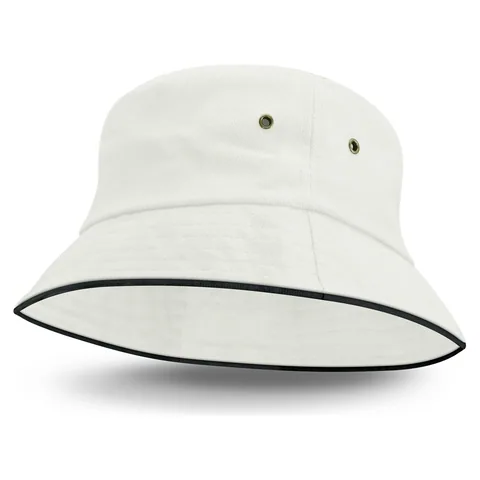 Bondi Bucket Hat - Black Sandwich Trim white