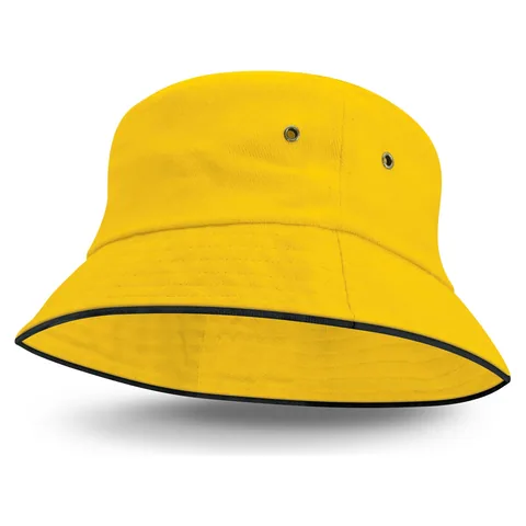 Bondi Bucket Hat - Black Sandwich Trim yellow
