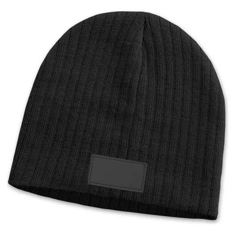 Nebraska Cable Knit Beanie with Patch black