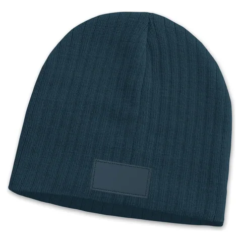 Nebraska Cable Knit Beanie with Patch blue