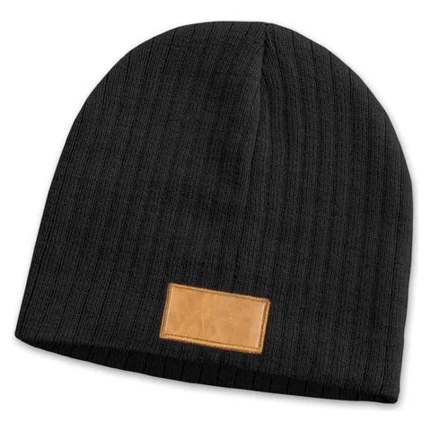 Nebraska Cable Knit Beanie with Patch brown