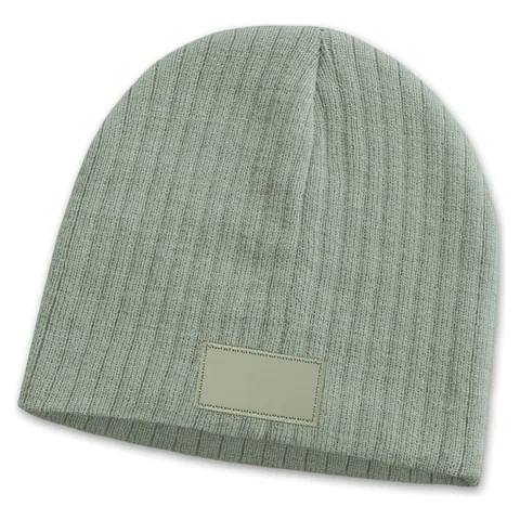 Nebraska Cable Knit Beanie with Patch in grey