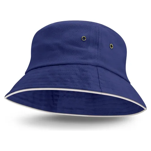Bondi Bucket Hat - White Sandwich Trim blue
