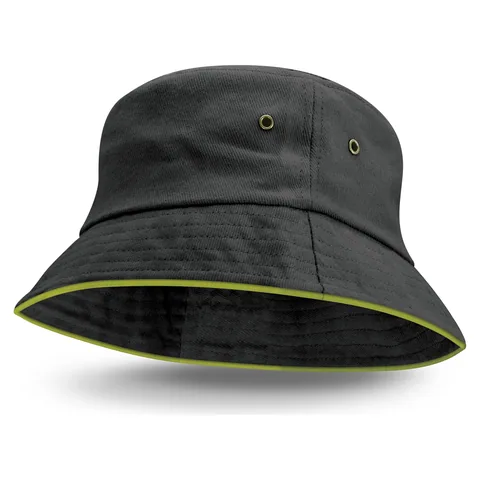 Bondi Bucket Hat - Coloured Sandwich Trim green