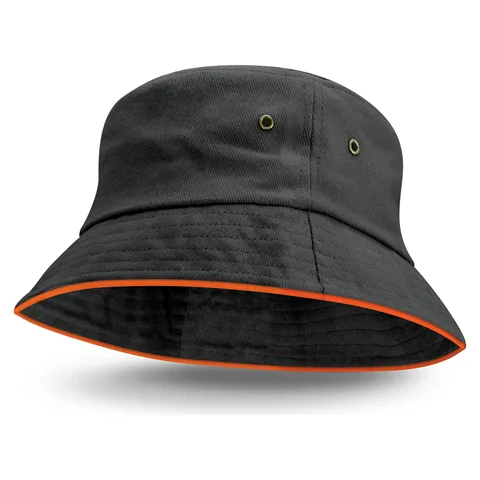 Bondi Bucket Hat - Coloured Sandwich Trim orange