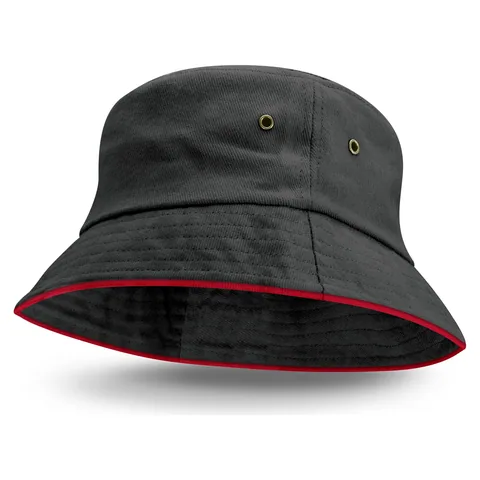 Bondi Bucket Hat - Coloured Sandwich Trim red