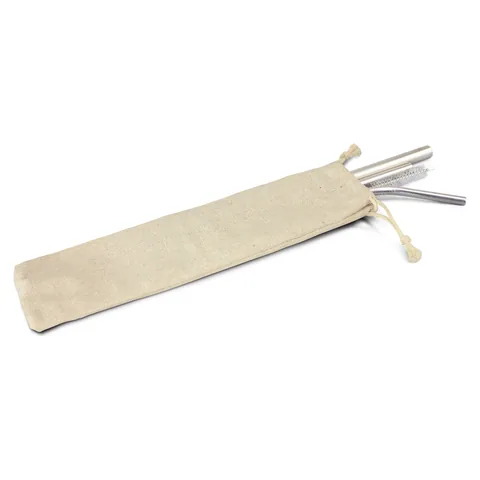 Stainless Steel Straw Set in silver