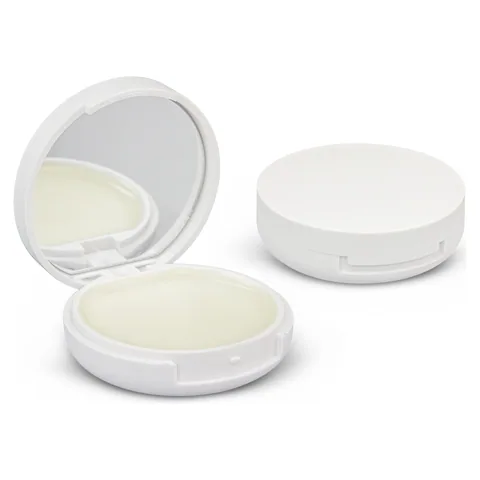 Compact Mirror and Lip Balm in white