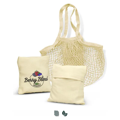 Cotton Mesh Foldaway Tote Bag