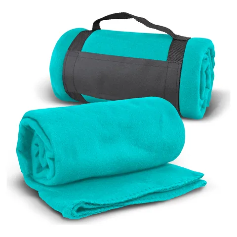 Glasgow Fleece Blanket with Strap lblue