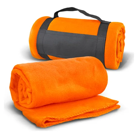 Glasgow Fleece Blanket with Strap in orange