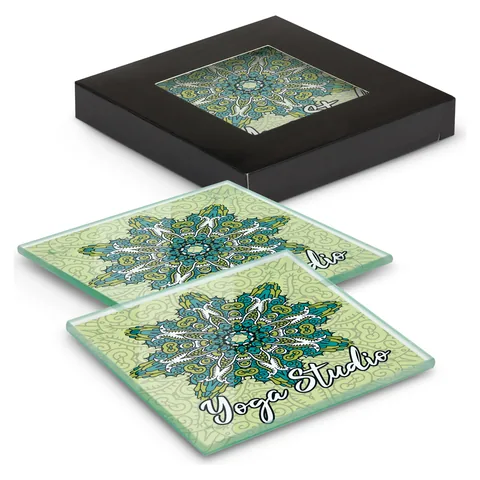 Venice Glass Coaster - Set of 2 - Square - Full Colour