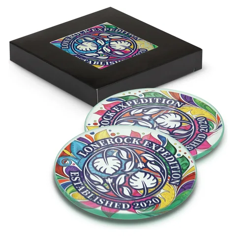 Venice Glass Coaster - Set of 2 - Round - Full Colour