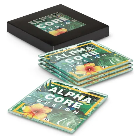 Venice Glass Coaster - Set of 4 - Square - Full Colour