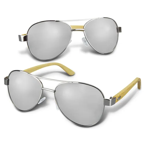 Aviator Mirror Lens Sunglasses - Bamboo