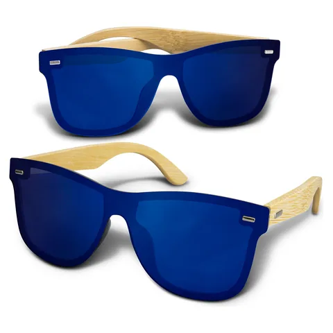 Ryder Mirror Lens Sunglasses - Bamboo blue