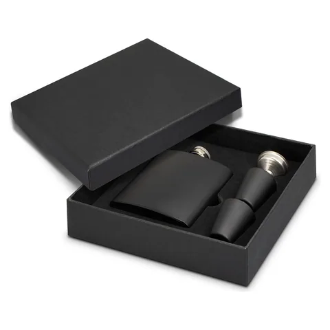 Dalmore Hip Flask Gift Set in black
