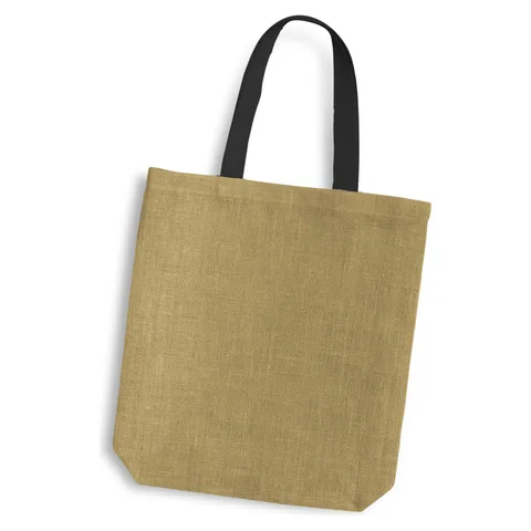 Thera Jute Tote Bag - Coloured Handles black