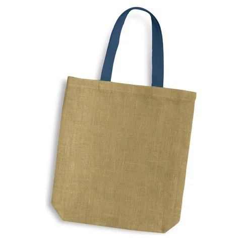 Thera Jute Tote Bag - Coloured Handles blue