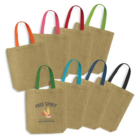 Thera Jute Tote Bag - Coloured Handles