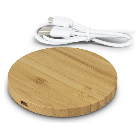 Vita Bamboo Wireless Charger - Round in natural