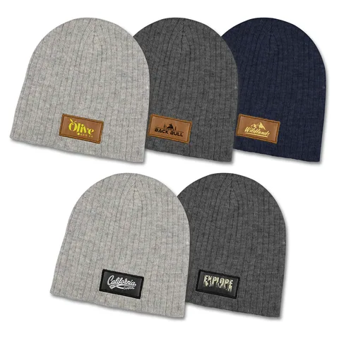 Nebraska Heather Cable Knit Beanie With Patch