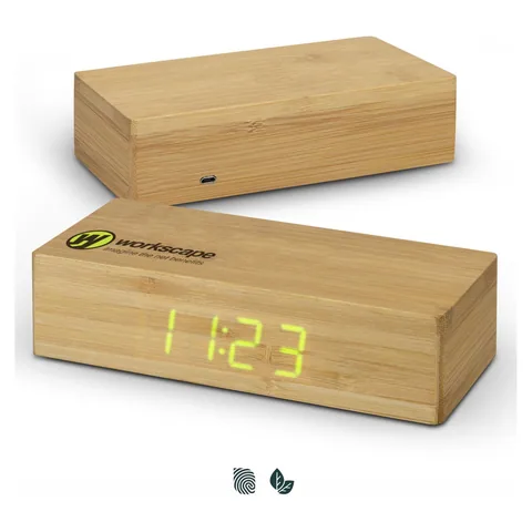 Bamboo Wireless Charging Clock