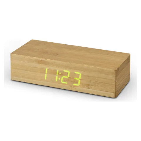 Bamboo Wireless Charging Clock in natural