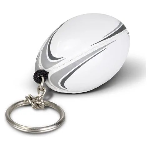 Rugby Ball Key Ring in white